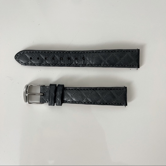 Michele watch band | quilted leather | 16mm | gunmetal silver